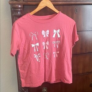 Mighty Fine Pink Bow Short Sleeve Tee